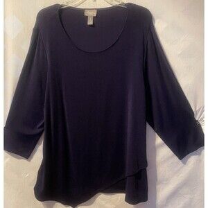TRAVELERS by CHICO'S Deep Purple Slinky Asymmetrical Tunic Size 3 XL